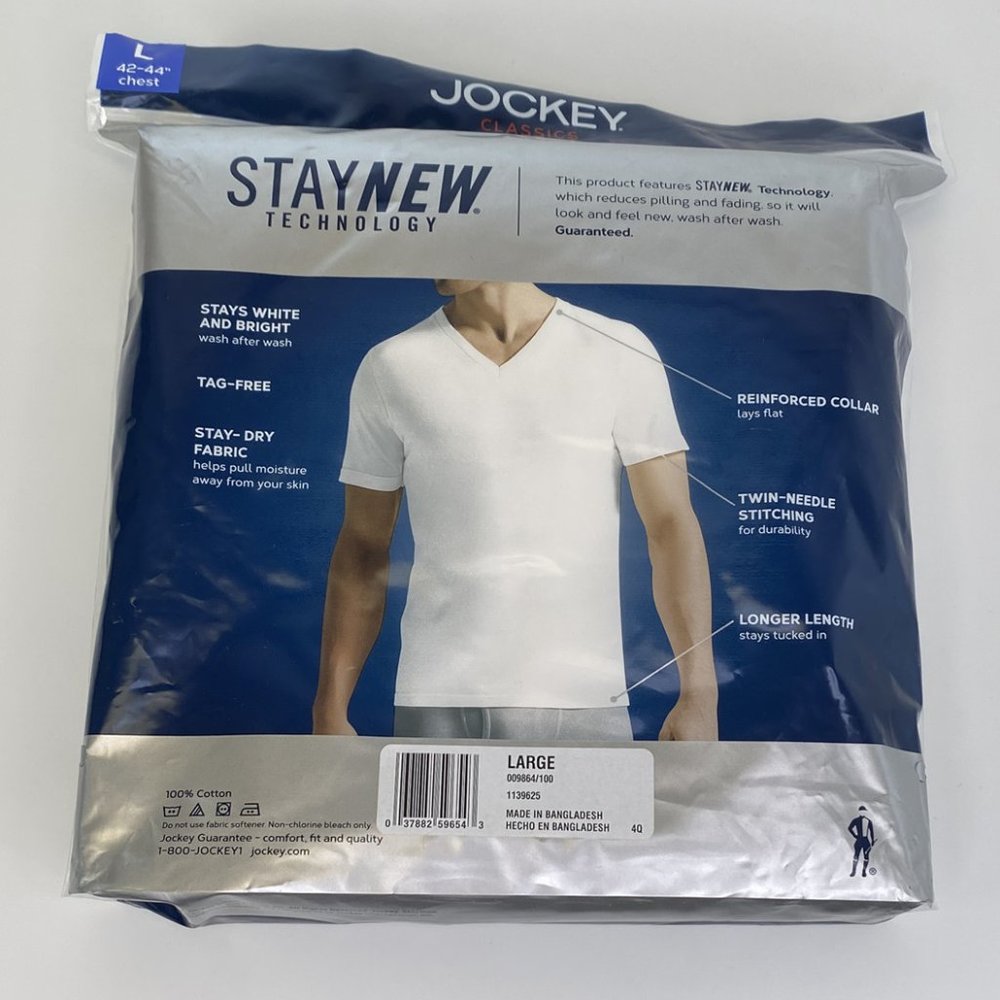 Jockey Men's 4-Pk. Classic Cotton V-Neck T-Shirts